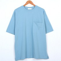 플레이즈 남성용 바이오워싱 20수 면 포켓 반팔 티셔츠