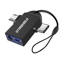 스타쉴드 듀얼 USB 3.0 A타입-C타입 5핀 OTG젠더, 블랙, 33mm, 1개