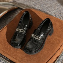 루비코코 여성용 유광 컴포트 체인 스웨이드 키높이 드라이빙 슈즈 로퍼