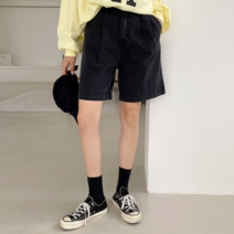 여성용 게리이 투핀턱 5부 데님 팬츠 cppt10726k29