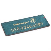 모런 푸에블로 가죽 주차번호판 A타입 폭스바겐 11 x 4 cm, 골드 + 오션블루, 1개