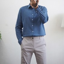 남성용 프리미엄 캐주얼 면 린넨 기본핏 긴팔 셔츠