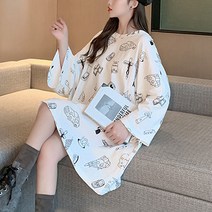 카툰 일러스트 패턴 캐주얼 오버핏 임산부 원피스