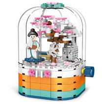 셈보블럭 레고호환 회전 벚꽃 돔장식 키덜트 진열 조립 블럭, 혼합색상