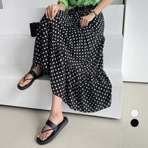 세컨그라운드 여성용 도트 나염 롱 스커트