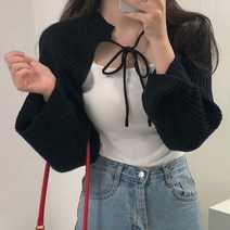 체리체리 여성용 리본 볼레로 가을 니트 가디건