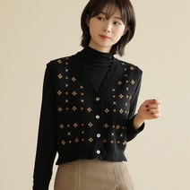 빼빼 여성용 눈꽃배색 버튼 니트 베스트