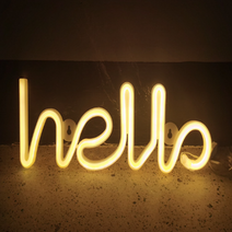새로그린 HELLO USB 건전지 LED 네온사인, 연체 옐로우