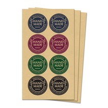 크라프트 원형 핸드메이드 스티커 8매입 C-11, 혼합색상, 38개