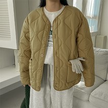 여성용 물결 퀼팅 누빔 포켓 점퍼