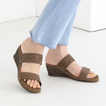 멜팅나인 여성용 에스닉 레이저컷팅 웨지 뮬슬리퍼 SG0380