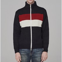 소프트 배색 니트 집업