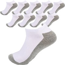 TS7 남성용 면 스포츠 스니커즈 무지 양말 10족, 투톤화이트