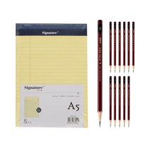 시그니처 리갈패드 A5 5p + 유니볼 연필 HB 12p, 옐로우(리갈패드), 1세트