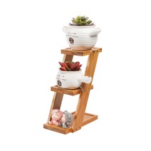 계단형 원목프레임 화분 정리선반 YT_RA1424, 3단