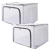 마켓플랜 투명 메쉬 리빙박스 110L, 다크그레이, 2개