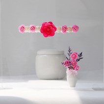 일자형 우드 장식 납골당 리스 + 부착식화병, 핑크