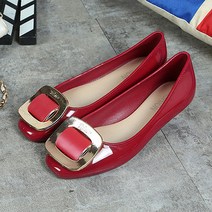 젤리 스퀘어 버클 가벼운 플랫 슈즈