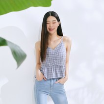 미쏘 여성용 고방체크 뷔스티에 블라우스