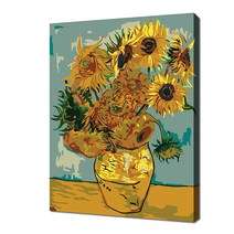 에코솔 셀프페인팅 미니명화 해바라기 12색 정물화 명화 그리기 DIY 20 x 30 cm, 혼합색상