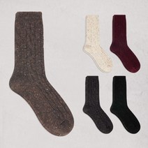 노디자인 여성용 울 꽈배기 니트 양말 5켤레 세트