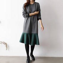 아이엠수 주드 기모 배색 프릴 원피스