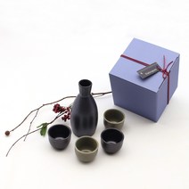 달소금 예쁜 도자기 블랙 + 그레이도쿠리 선물세트, 1세트, 도쿠리 + 술잔 4p