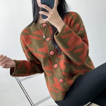 오오엘 여성용 도톰 하운드 가디건