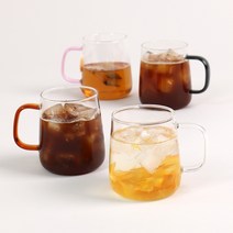 델리 내열유리 칼라 라운드머그 520ml GPB27-2/L4, 혼합색상, 4개