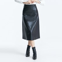 미쏘 레더 A라인 롱 스커트