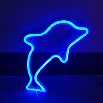새로그린 돌고래 USB 건전지 LED 네온사인, 블루