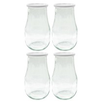 WECK 튤립형 유리몸체 4p + PE 뚜껑 밀크 4p 세트 No.739, 2700ml, 1세트