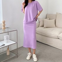슈가펀 레이븐 밴딩 스커트 상하세트