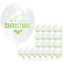 루돌프 크리스마스풍선 30cm x 20p + 손펌프 랜덤발송 + 컬링리본 화이트 소, 투명, 1세트