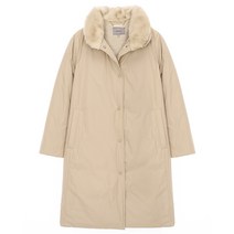 지센 여성용 밍크 하이넥 솔리드 구스다운 코트 LFFCKB05