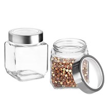 차이나다 투명커버 사각 밀폐 유리병 450ml, 2개, 단품