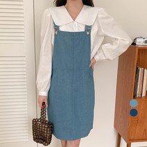 베러스윗 데님 멜빵 미니 원피스