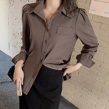 레몬소울 빅사이즈 세이 퍼프 카라 블라우스