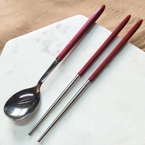 카멜 프리미엄 컬러 진공 수저 4벌 세트, 4개, 빈티지레드 숟가락4p + 젓가락4p