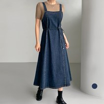 바블링브룩 여성용 데님 스트랩 뷔스티에 롱 원피스