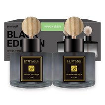 바이향 블랙에디션 카 디퓨저 120ml, 2개, 아카시아 모링가