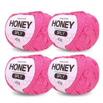 니뜨 허니 3ply 뜨개실 45g x 4p + 무료 도안 세트, 09 진분홍