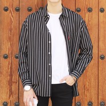 더맨쉽 남성용 포켓 스트라이프 오버핏 셔츠 SBTST12002