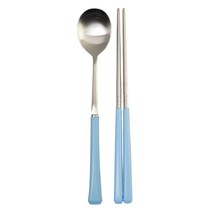 라온누리 블루밍 컬러 수저세트, 숟가락 + 젓가락, 스카이블루