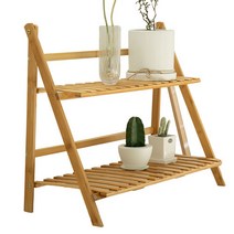 생활살림 대나무 화분 선반 대형 + 장갑 + 모종삽 3종 세트, 우드, 2단