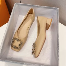 여성 스퀘어 큐빅 미들힐 수제화