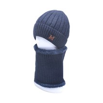 나야스타일 남녀공용 스포츠 방한 비니 + 넥워머 세트 DJBG-18-4, 네이비