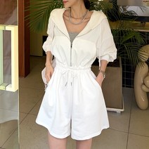 시크폭스 여성용 코튼후드 트레이닝 점프수트