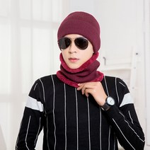 나야스타일 스포츠 방한 비니 + 넥워머 세트 DJBG, 와인(DJBG-22-3)