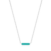 아니아하이에 여성용 티어블루 에나멜 바게트 925 실버 로듐 도금 목걸이 N028-03H-T + 쇼핑백